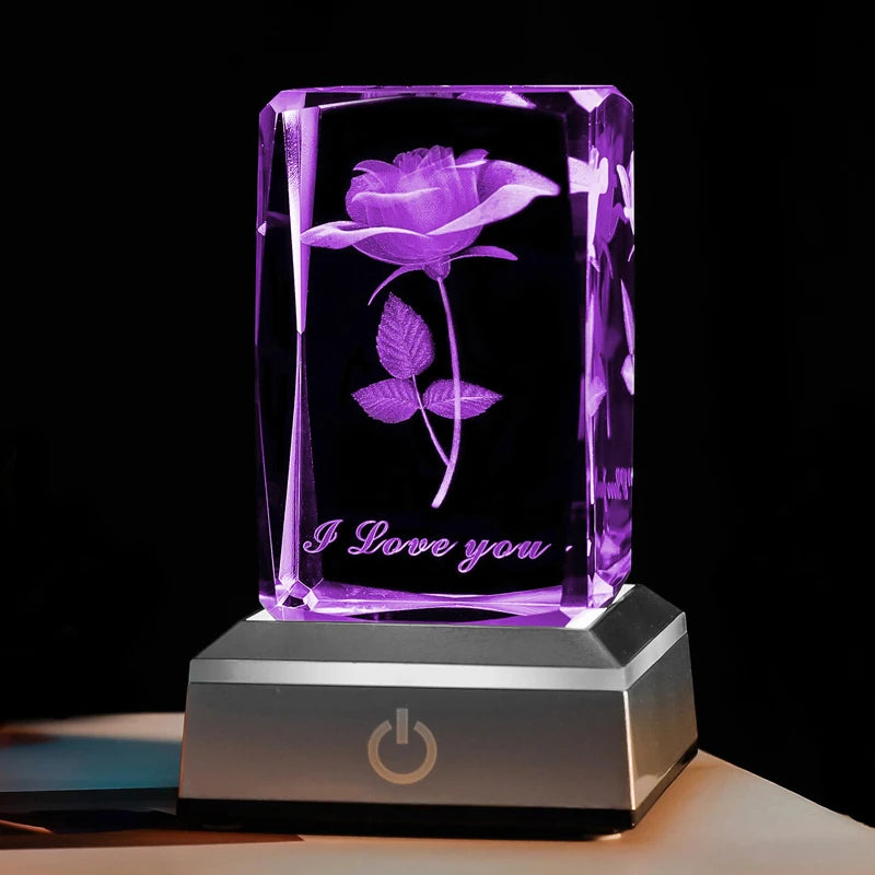 4evarose™ 3D Rose Crystal LED Colourful Night Light